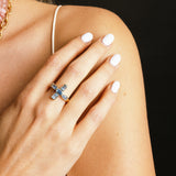 14k Aquamarine Cross Ring