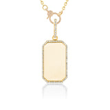 Custom Engravable 14K Diamond Dog Tag Necklace