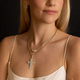 Collier à maillons 14 carats sertis de diamants et d'aigues-marines - 45,7 cm