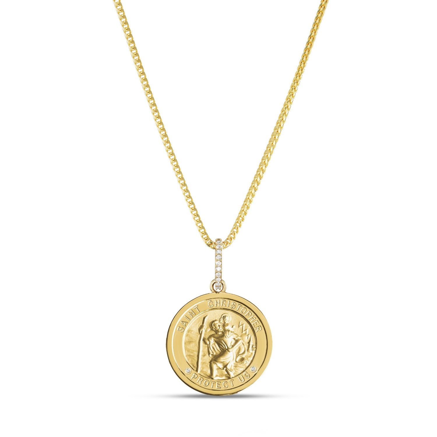 14k St. Christopher "Protect Us" Pendant Necklace