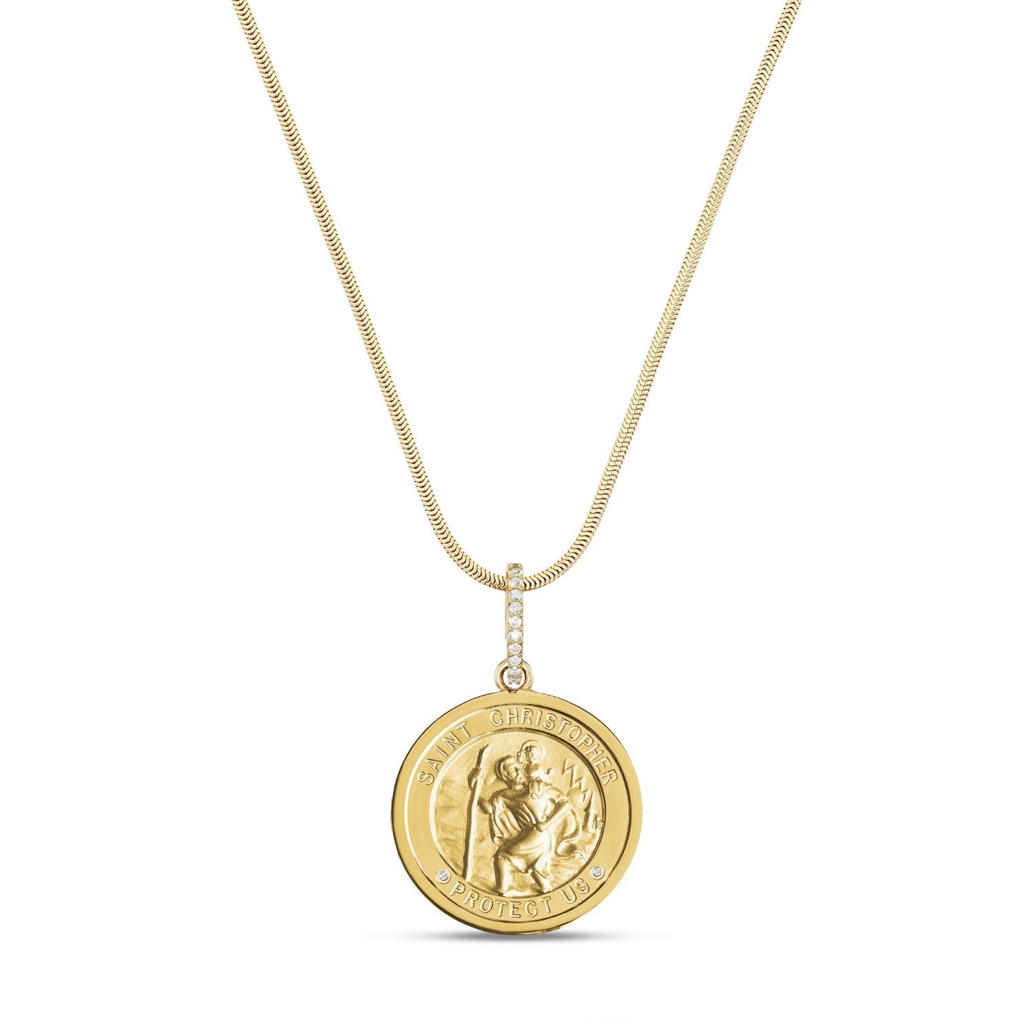 14k St. Christopher "Protect Us" Pendant Necklace