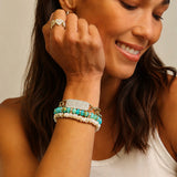 14k Freshwater Keshi Pearl Beaded Bracelet with 5 Diamond Rondelles