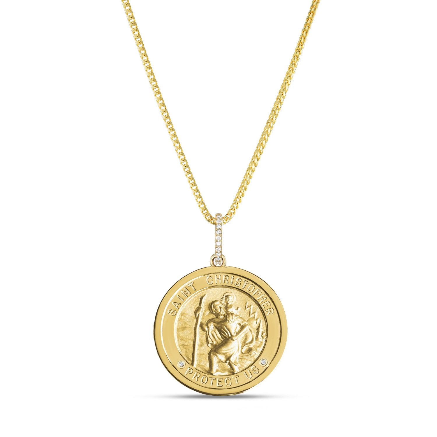 14k St. Christopher "Protect Us" Pendant Necklace