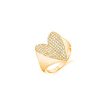14K Gold Folded Heart Diamond Ring
