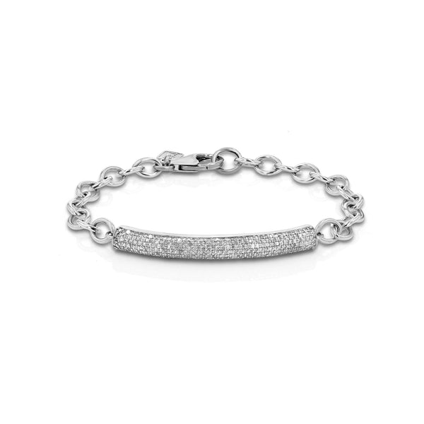 Link Chain Bracelet with Pavé Diamond Bar | Sheryl Lowe