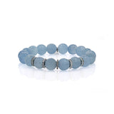 Aquamarine Beaded Bracelet with 5 Diamond Rondelles - 10mm