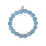 Aquamarine Beaded Bracelet with 5 Diamond Rondelles - 10mm