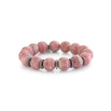 Rhodochrosite Bracelet with Five Diamond Rondelles - 12mm