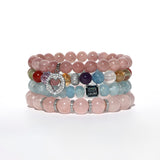 Bracelet en pierre de chakra avec perle en forme de donut en diamant - 8 mm