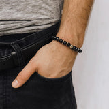 Mr. LOWE Black Druzy Agate Bracelet With Silver Bead And Discs