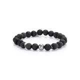 Mr. LOWE Black Druzy Agate Bracelet With Silver Bead And Discs