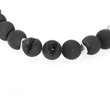 Mr. LOWE Black Druzy Agate Bracelet with African Bead and Silver Discs