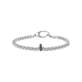 Mr. LOWE Men's Wheat Chain Bracelet with Black Diamond Rondelle