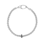 Mr. LOWE Men's Wheat Chain Bracelet with Black Diamond Rondelle