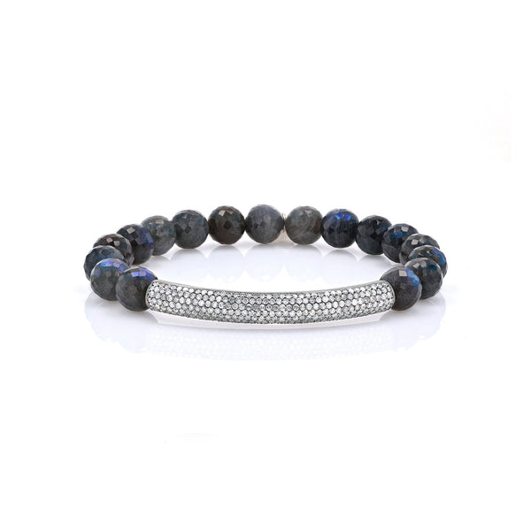 Labradorite Faceted Bead Bracelet with Diamond Bar - 8mm – Sheryl Lowe