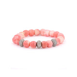 Pink Coral Bracelet with Diamond Donut Beads "One of a Kind"