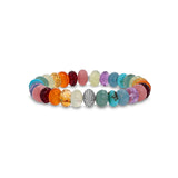 Rainbow Gemstone Mix Bracelet with Diamond Rondelle Bead - 10mm