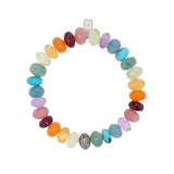 Rainbow Gemstone Mix Bracelet with Diamond Rondelle Bead - 10mm