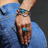 Rainbow Gemstone Mix Bracelet with Diamond Rondelle Bead - 10mm