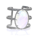 Rainbow Moonstone Oval Diamond Cuff