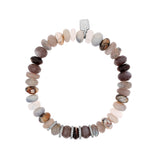 Neutral Gradient Bead Bracelet with 5 Diamond Rondelles