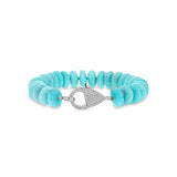 Amazonite Knotted Bracelet with Pave Diamond Lobster Clasp - 12mm