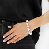 White Pearl and Diamond Rondelle Bracelet