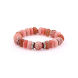 Organic Pink Gemstone Mix Bracelet with Diamond Rondelles - 12mm