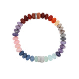 Rainbow Candy Opal Bead Bracelet with 5 Pave Diamond Rondelles - 8mm