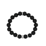 Bracelet en perles d'onyx avec 5 rondelles de diamant - 10 mm