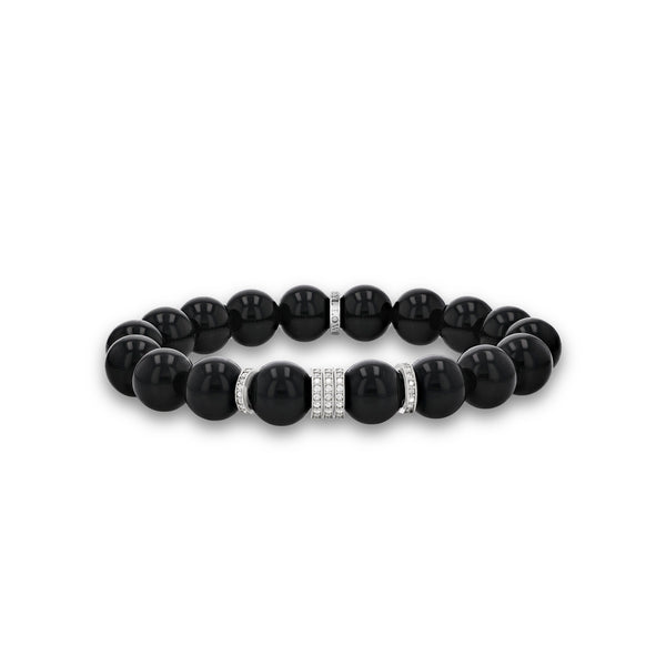 Onyx Bead Bracelet with 5 Diamond Rondelles - 10mm – Sheryl Lowe