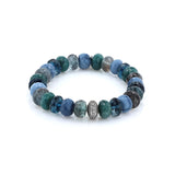 Blue Green Mix Bead Bracelet with Diamond Donut - 10mm