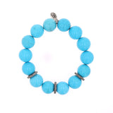 Turquoise Beaded Bracelet with Diamond Rondelles - 14mm