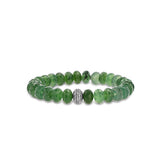 Green Serpentine Bead Bracelet with Diamond Donut - 10mm