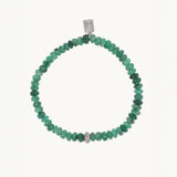 Bracelet miniature en perles d'émeraude avec diamant en forme de donut - 5 mm