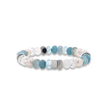 Bracelet en perles et pierres précieuses bleues, orné de 3 rondelles de diamants - 8 mm