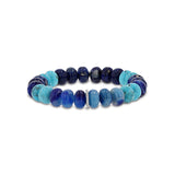 Afghanite and Turquoise Mix Bracelet with Diamond Rondelle - 10mm