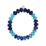 Afghanite and Turquoise Mix Bracelet with Diamond Rondelle - 10mm