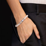 Moonstone Beaded Bracelet with Diamond Rondelles - 8mm