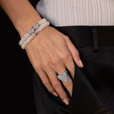 Moonstone Beaded Bracelet with Diamond Donut - 8mm