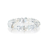 Pearl, Crystal and Moonstone Mix with Diamond Rondelles Bracelet