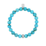 Bracelet en perles de turquoise d'Arizona avec diamant en forme de donut - 8 mm