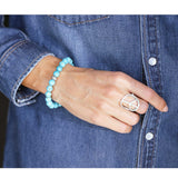 Arizona Turquoise Beaded Bracelet with Diamond Donut - 8mm
