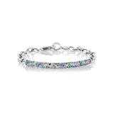 Chain Link Bracelet with Rainbow Cobblestone Confetti Bar