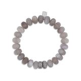 Botswana Agate Bracelet with 3 Diamond Rondelles - 10mm