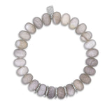 Botswana Agate Bracelet with 5 Diamond Rondelles - 10mm