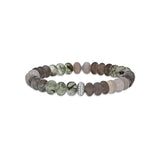 Green & Grey Mix Gemstone Bracelet with 1 Diamond Donut - 8mm