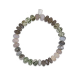 Green & Grey Mix Gemstone Bracelet with 1 Diamond Donut - 8mm