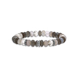 Grey Mix Gemstone Bracelet with 3 Diamond Rondelles - 8mm