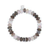 Grey Mix Gemstone Bracelet with 3 Diamond Rondelles - 8mm